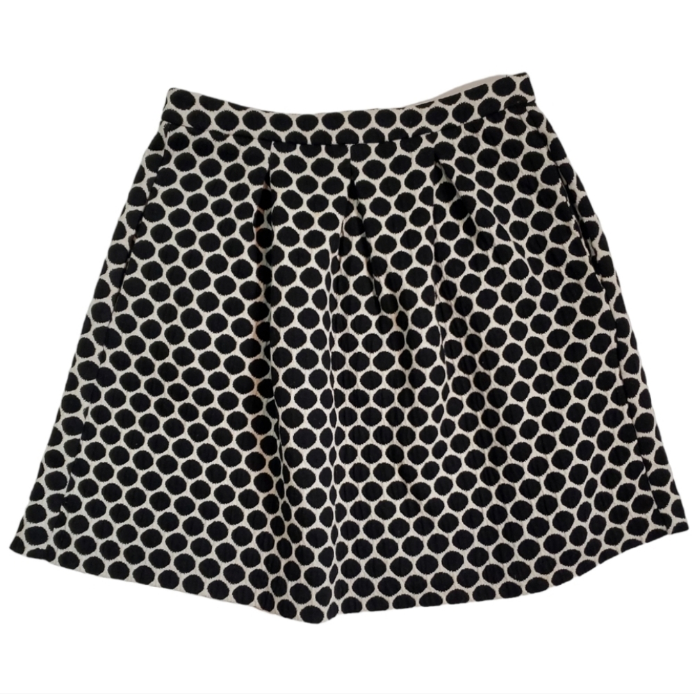 BODEN S BLACK POKODOT PLEATED A- LINE MINI SKIRT